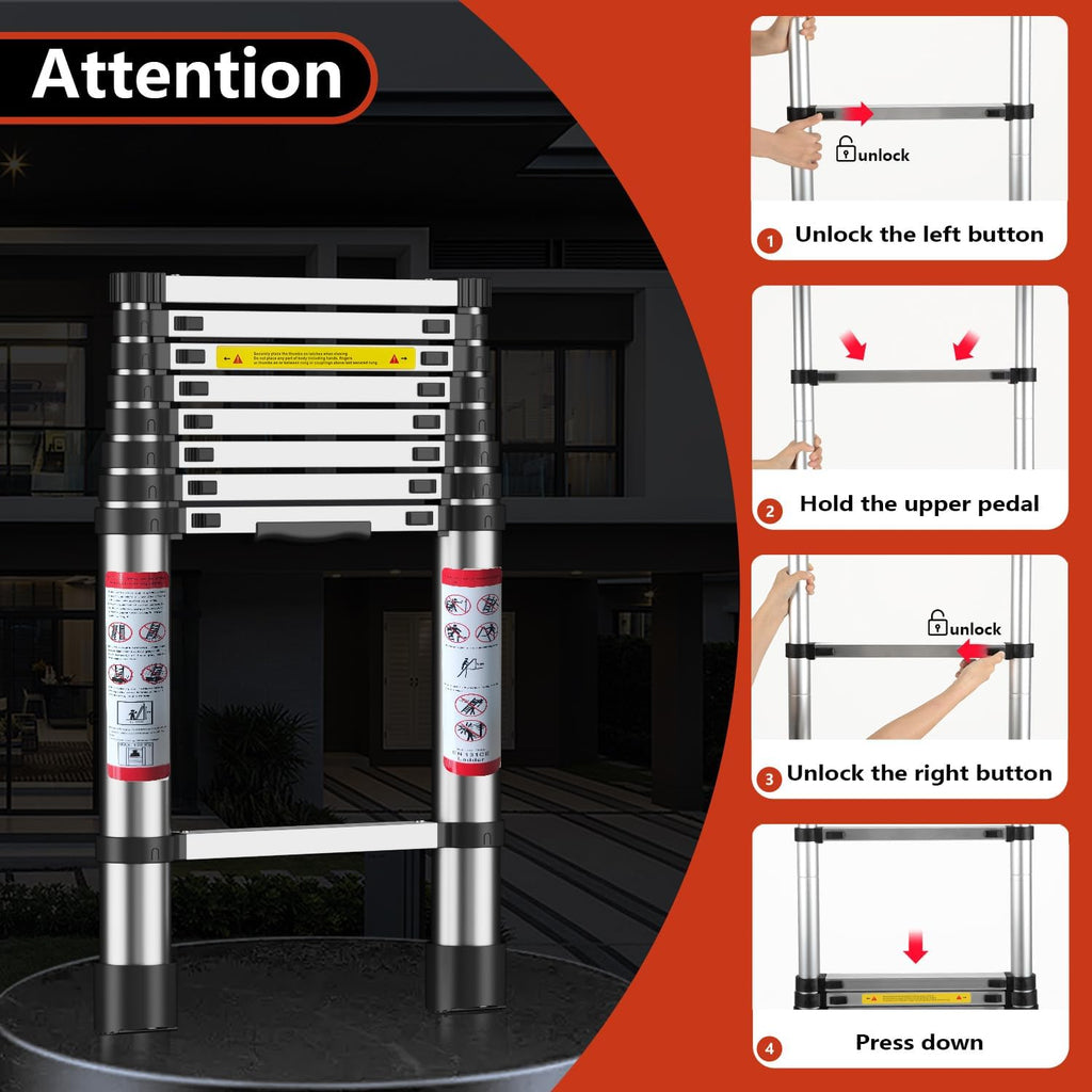 8.5 Ft Compact Aluminum Telescoping Ladder L9958