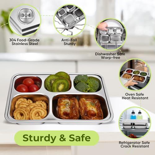Stainless Steel Bento Box 3 Pack 5 Compartments with Lids E5888