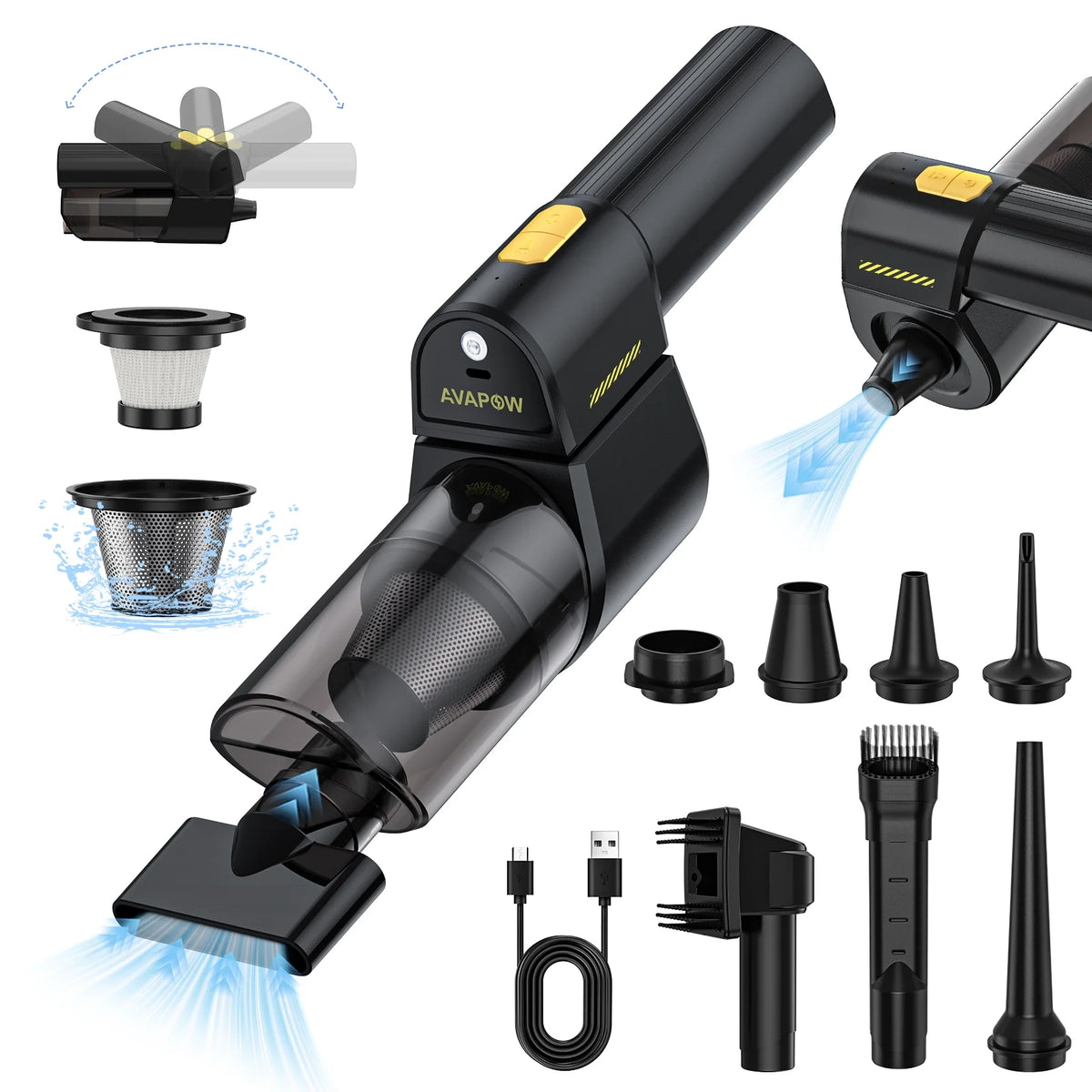 8 in 1 Cordless Car Vacuum 18000 PA Portable Hand Vacuum with 8 Nozzles N2148