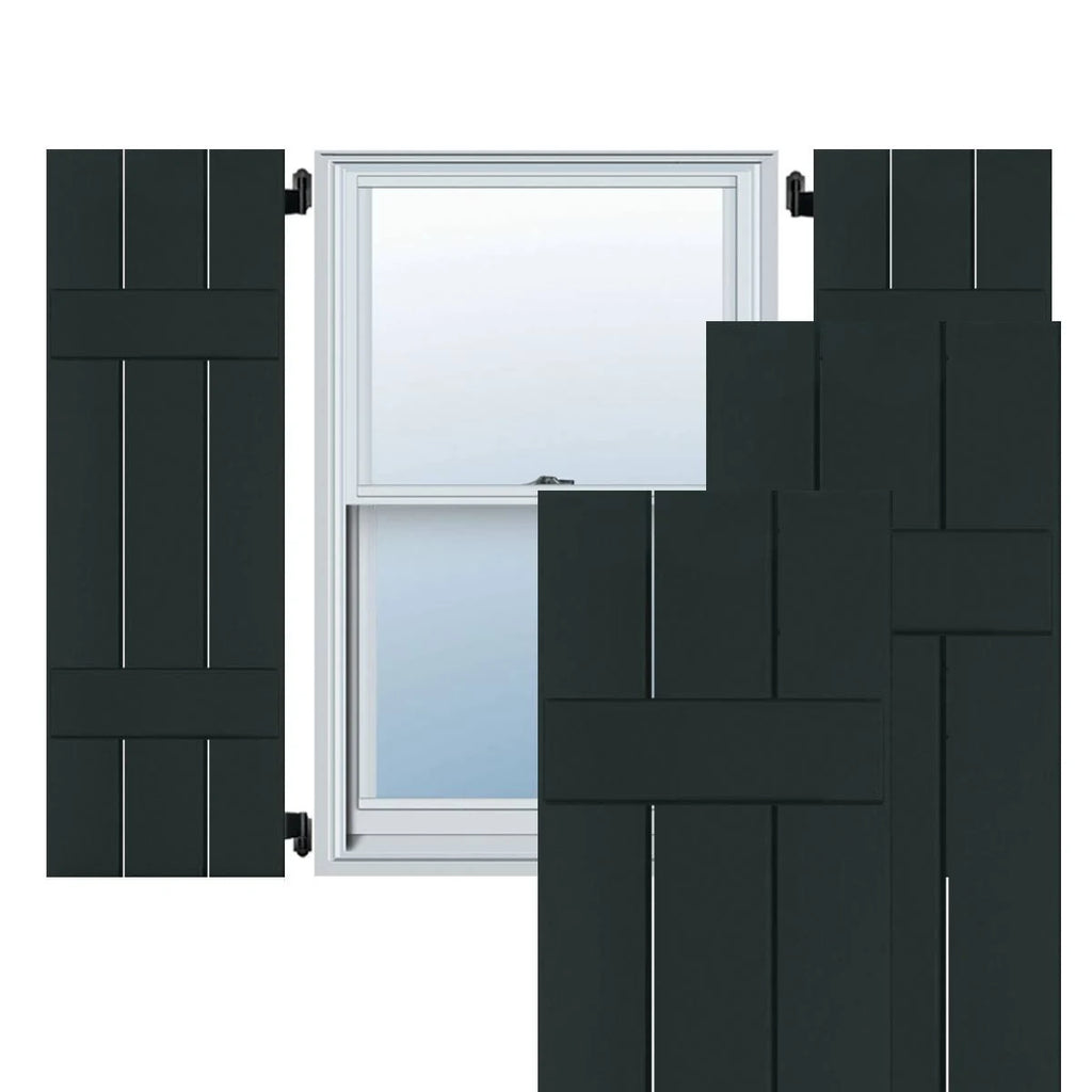 Dark Green Pine Board and Batten Shutters Pair R28469