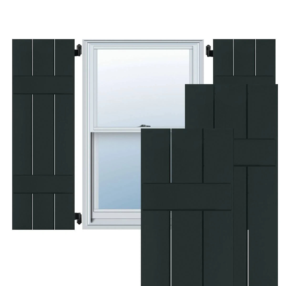 Dark Green Pine Board and Batten Shutters Pair R28469