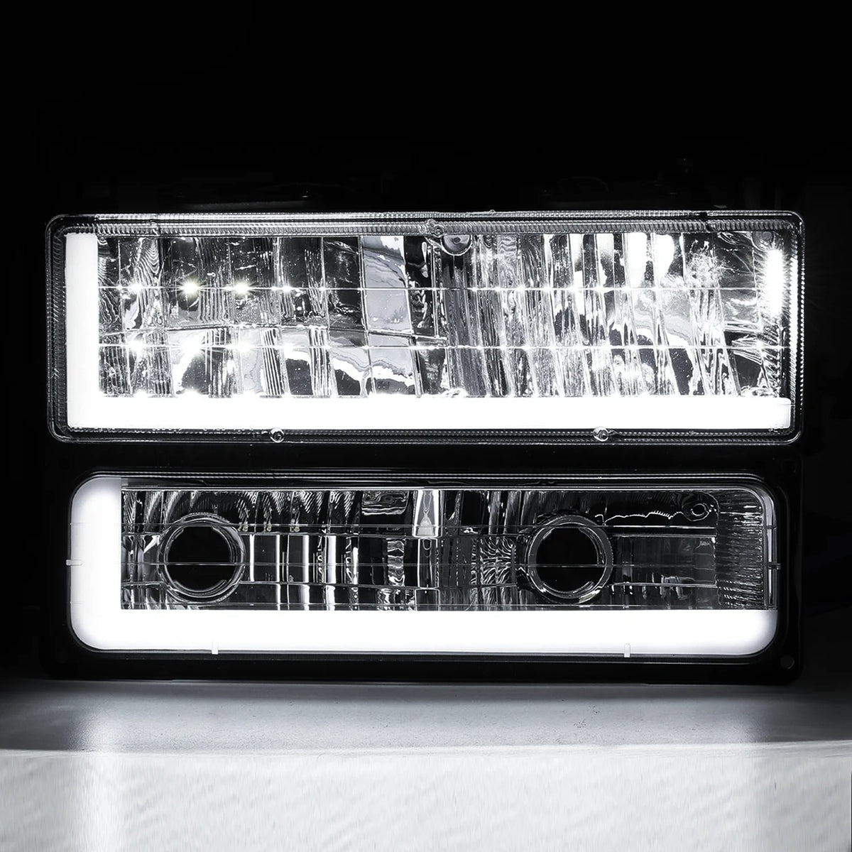 Switchback LED Tube Headlight Assembly with LED Bulbs D2556