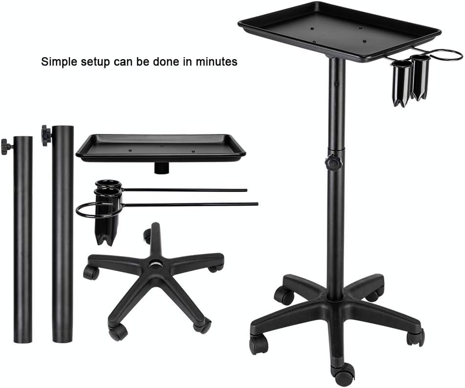 Salon Rolling Color Tray Cart on Wheels with Accessory Caddy C10574