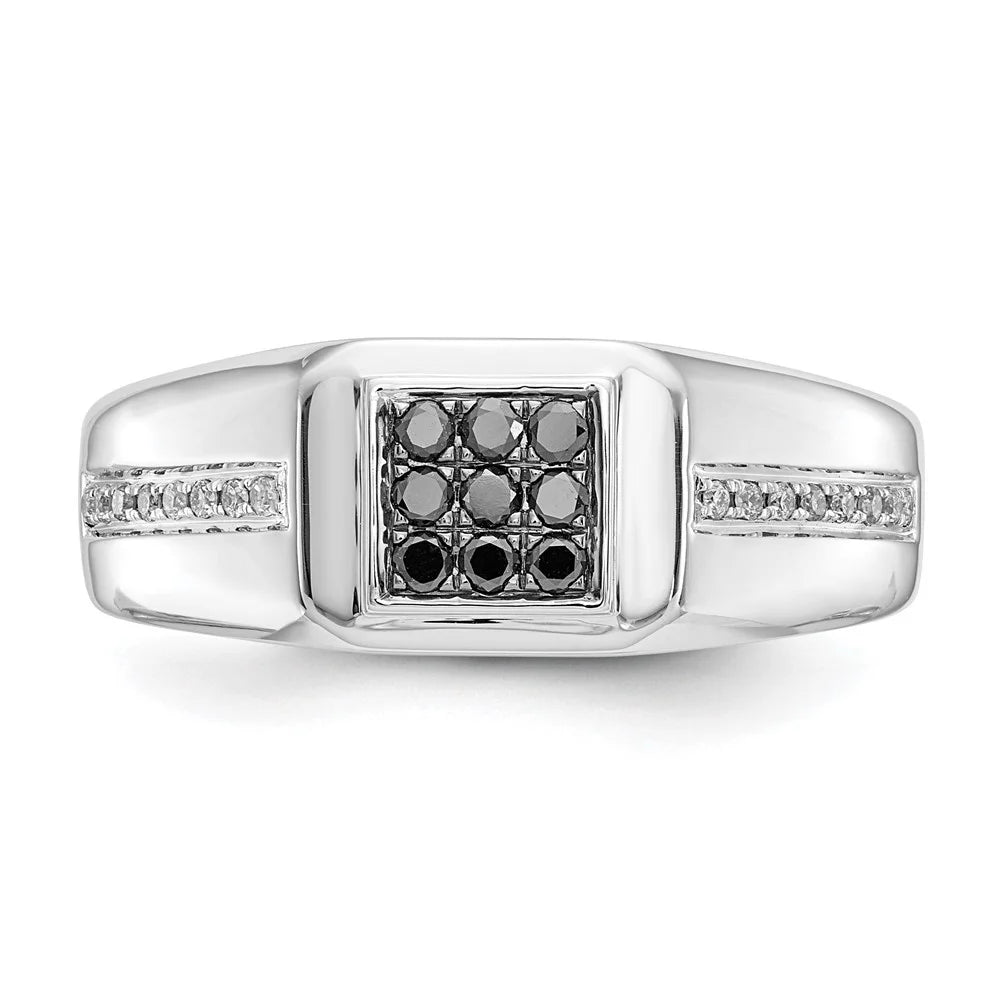 14k White Gold Black Diamond Square Men's Ring T115653