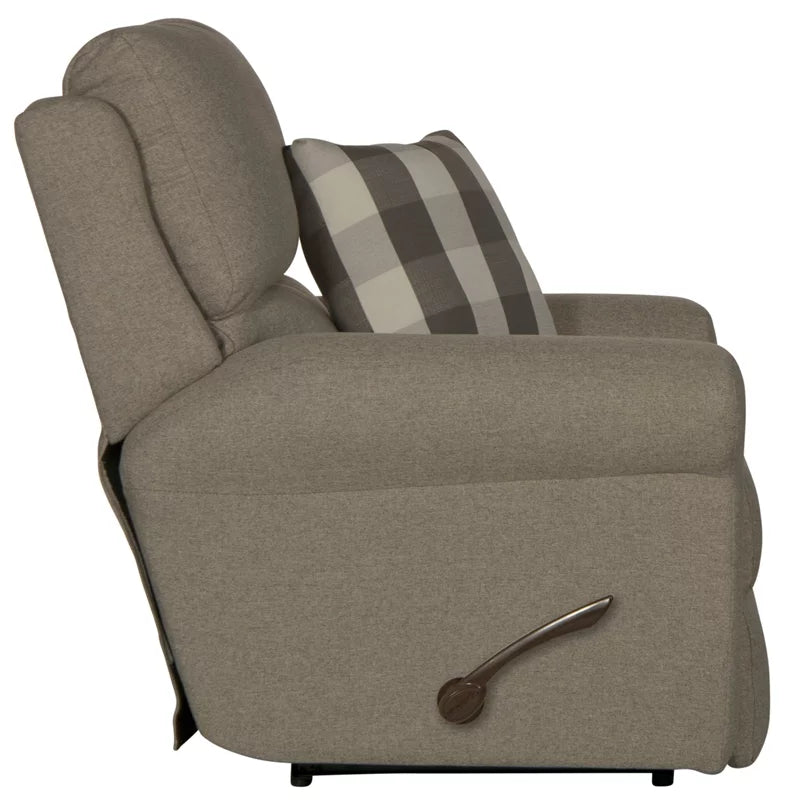 Gray Polyester Fabric Glider Recliner with Accent Pillow L669809