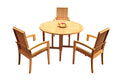 Grade-A Teak 4 Pc Dining Set with 48" Round Butterfly Table and 3 Stacking Arm Chairs S726590