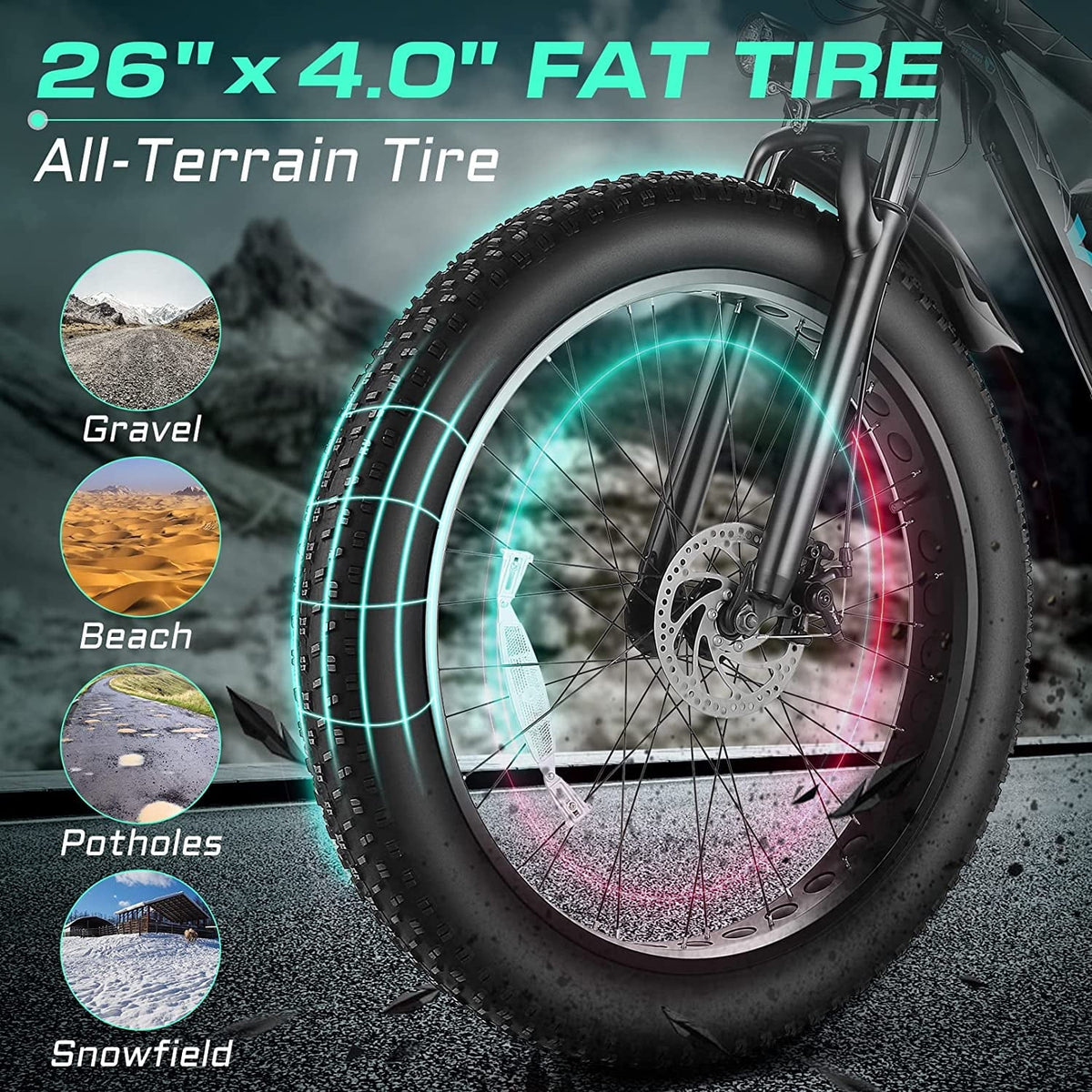26 x 4.0 Fat Tire 500W All Terrain Electric Bike O53439