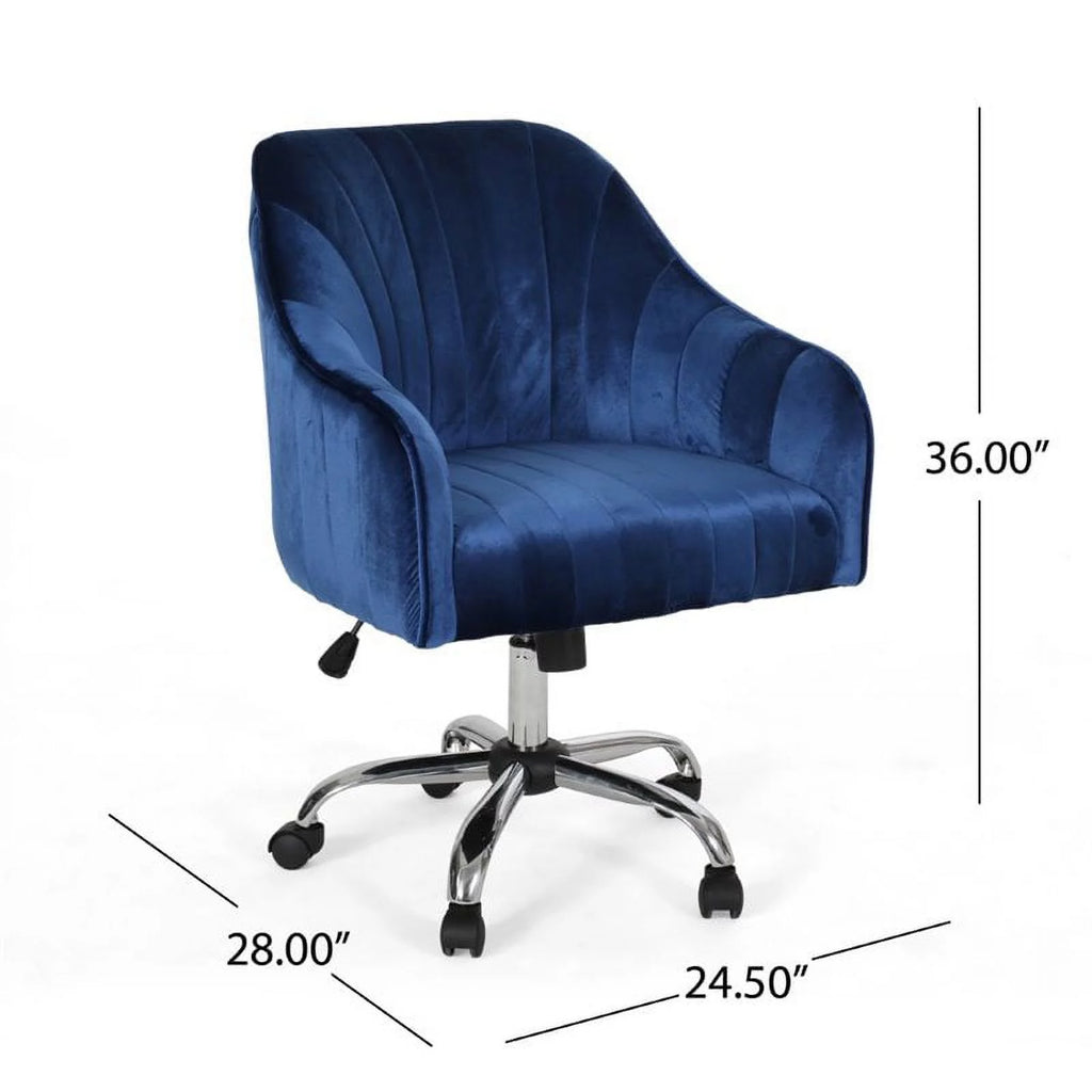 Navy Blue Velvet Swivel Chair D5751