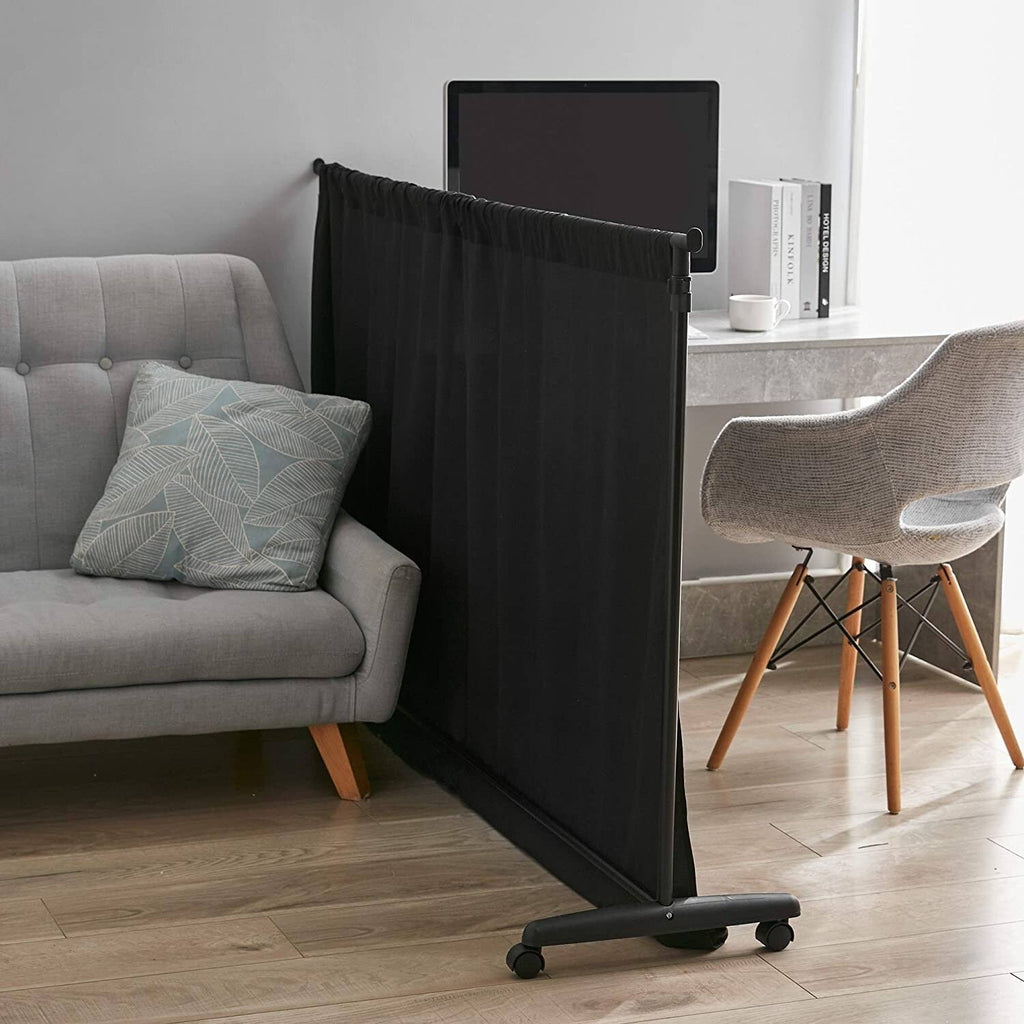 Privacy Room Divider Black Frame with Black Fabric E18543