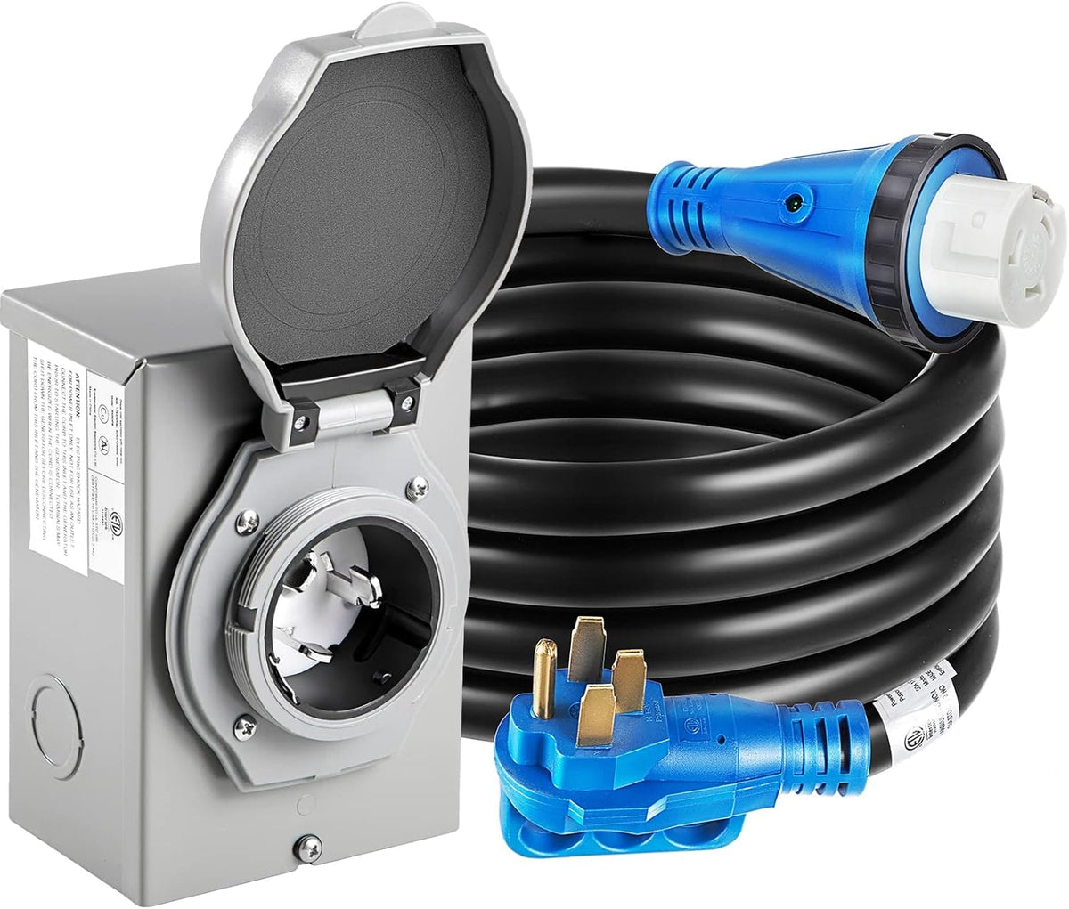 50 Amp 25FT Generator Power Cord with NEMA14-50P/SS2-50R Twist Lock Connector K9223