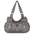 3 Front Zipper Washed Shoulder Bag E48202