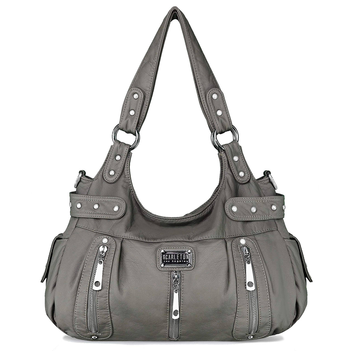 3 Front Zipper Washed Shoulder Bag E48202