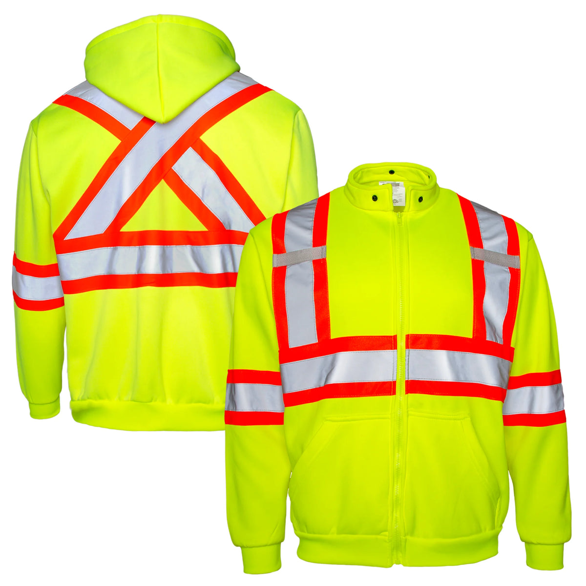 Hi-Vis Safety Full-Zip Hoodie, Yellow, L C9023