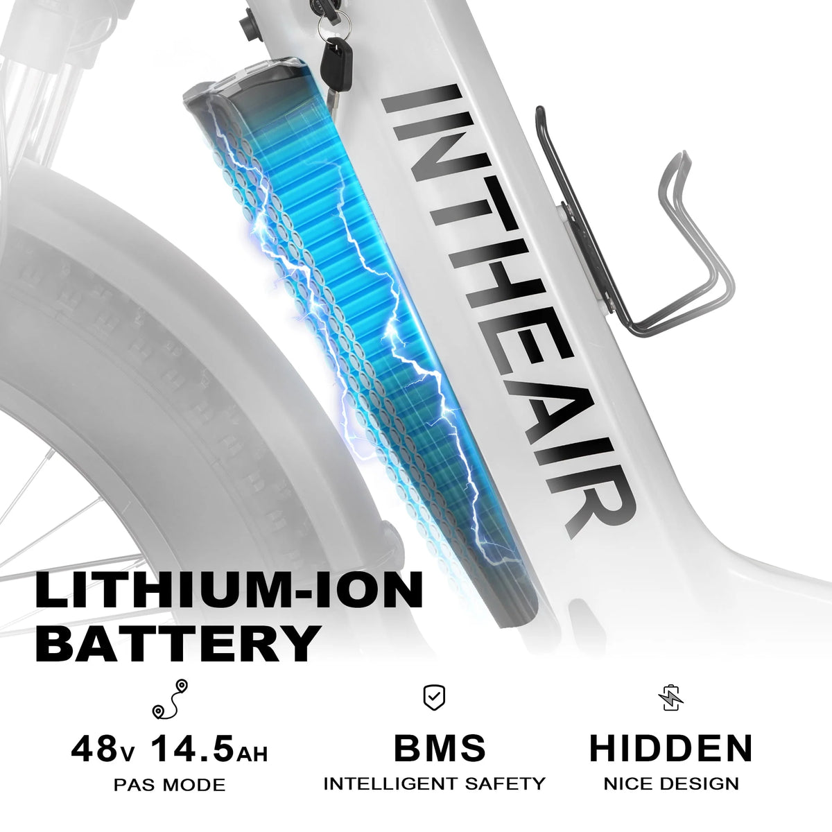 Electric Bike 26 x 4.0 Fat Tire Step-Thru 750W Motor 48V 14.5A Battery 7 Speed White F730865