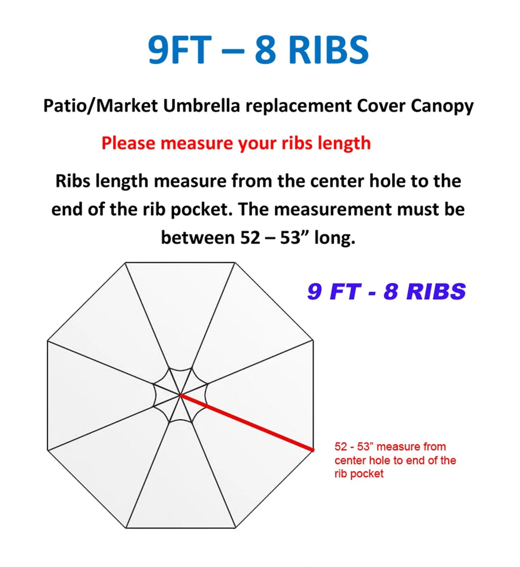 Green Umbrella Canopy for 9ft 8 Ribs P23248