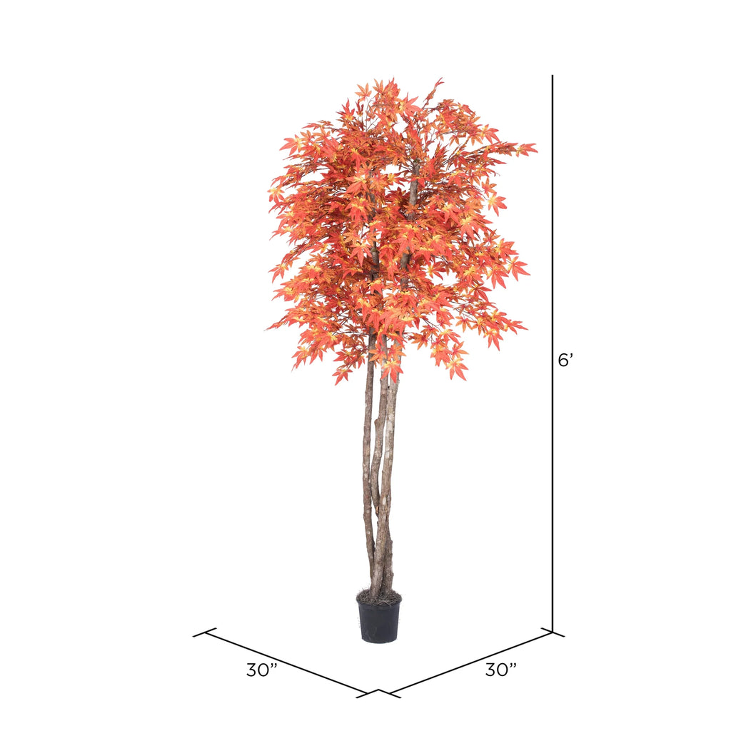 Artificial Orange Maple Silk Tree with Container V901