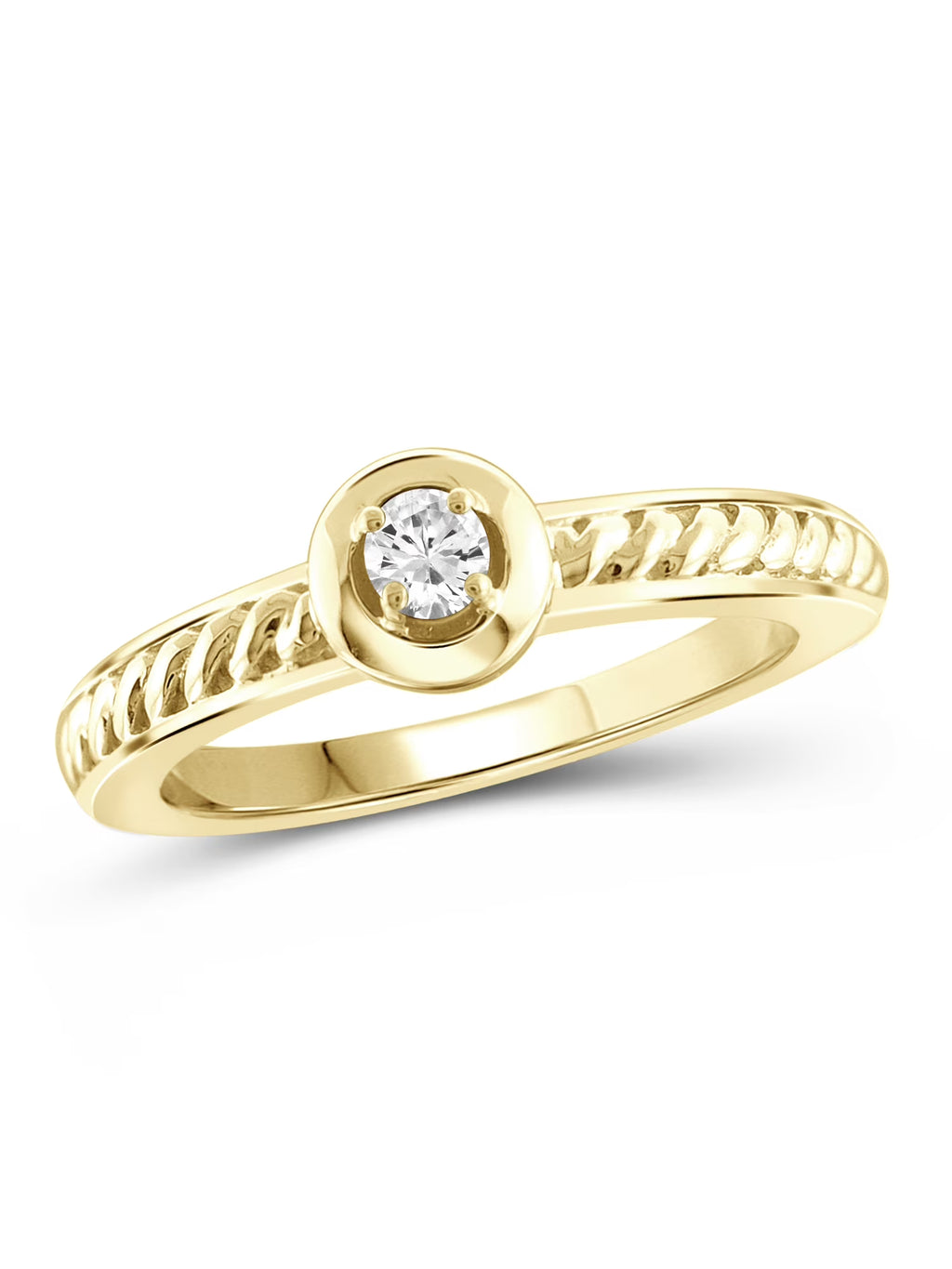 14K Gold-Plated Silver Diamond Ring B2628