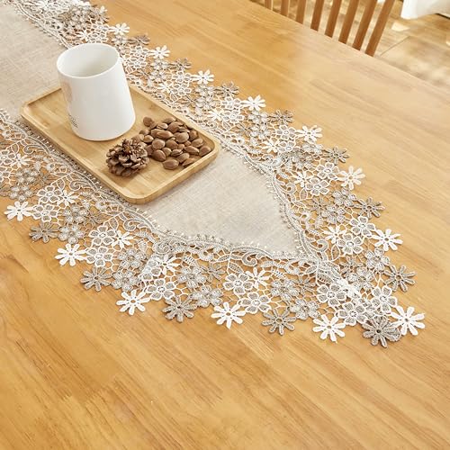Beige Floral Lace Table Runner 120 inches C665192