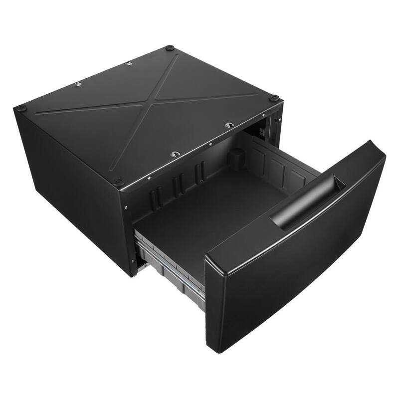 Black Laundry Pedestal with Storage Drawer Q351346