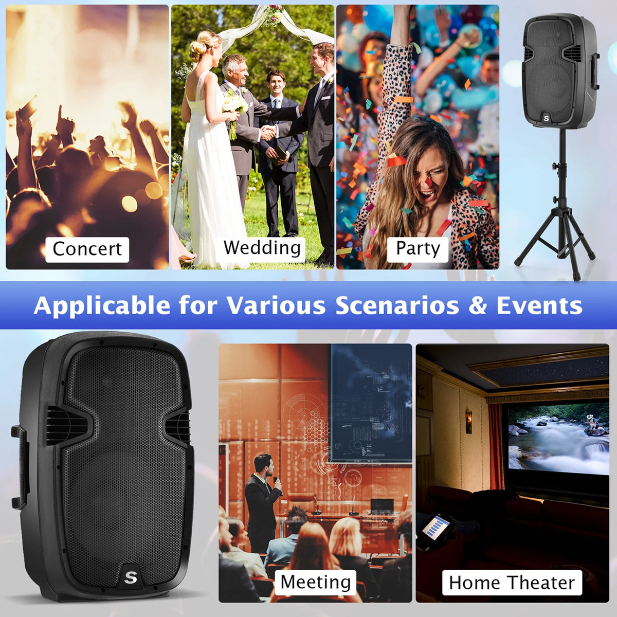 2000W Powered Speakers with Speaker Stands X40789