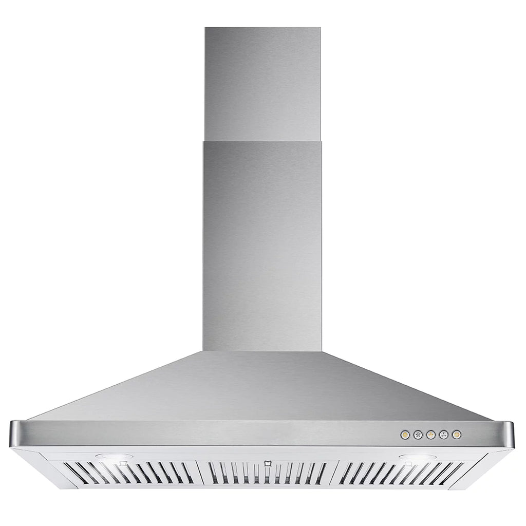 2 Piece Dual Fuel Range and Wall Mount Range Hood Kitchen Appliance Package M120