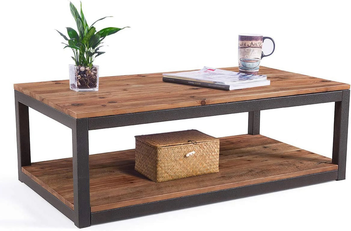 Vintage Industrial Coffee Table with Storage Shelf F42099