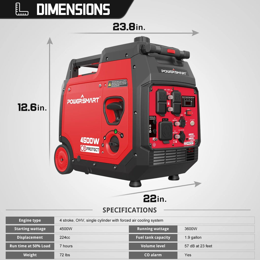 4500 Watts Gas Powered Inverter Generator O793