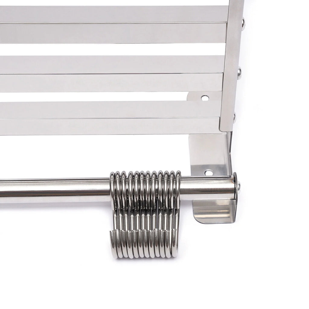 Wall Mount Microwave Oven Shelf Storage Bracket with 12 Hook Stainless D192135