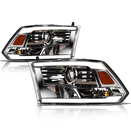 Black Amber Crystal Headlights With LED Light Bar K974