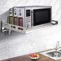 Wall Mount Microwave Oven Shelf Storage Bracket with 12 Hook Stainless D192135
