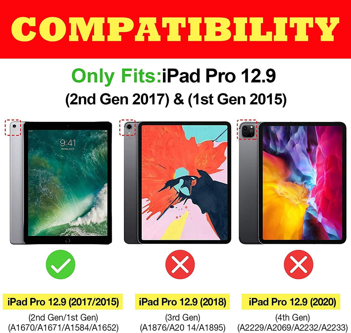 Genuine Leather Case for iPad Pro 12.9 inch 1st & 2nd Gen with Sleep/Wake Cover Q125939