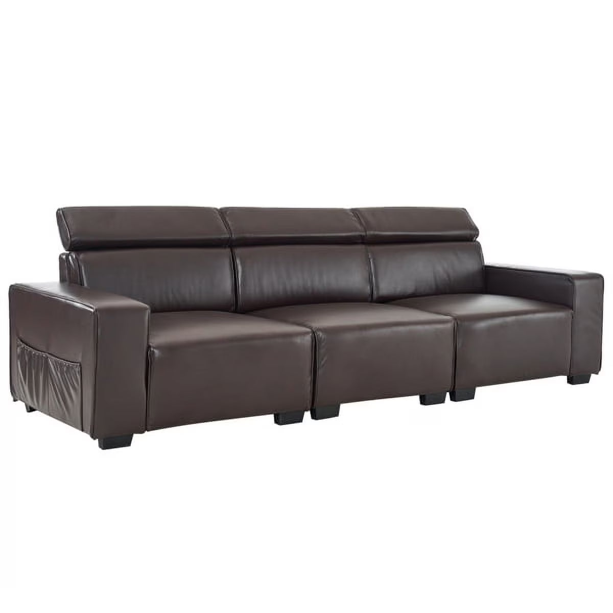 Retro PU Three-Seater Sofa Brown A226864