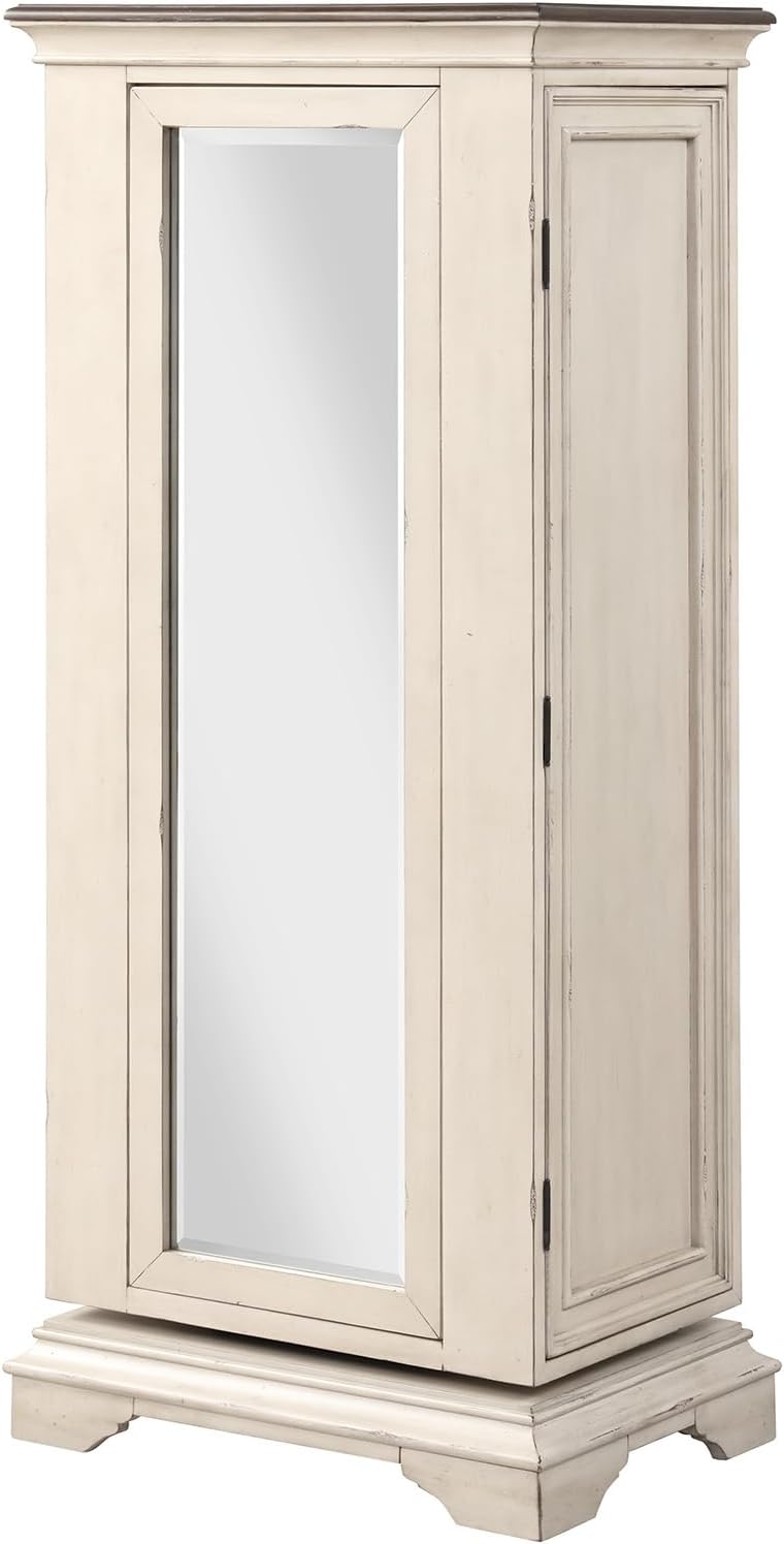 Antique White Swivel Chest with Mirror B8787
