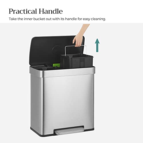 16 Gallons Dual Compartment Stainless Steel Trash Can W945568