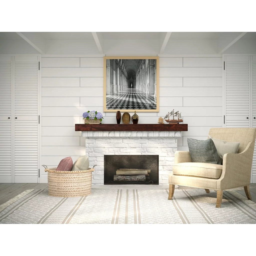 48" Rustic Solid Wood Wall Mounted Mantel Shelf O92270