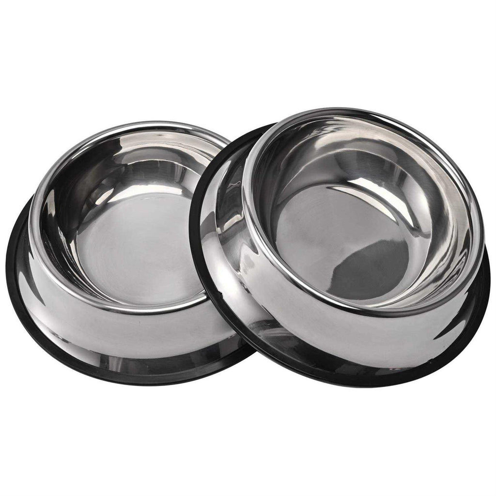 2 Packs Stainless Steel Dog Bowl with Anti-Skid Rubber Base J57650