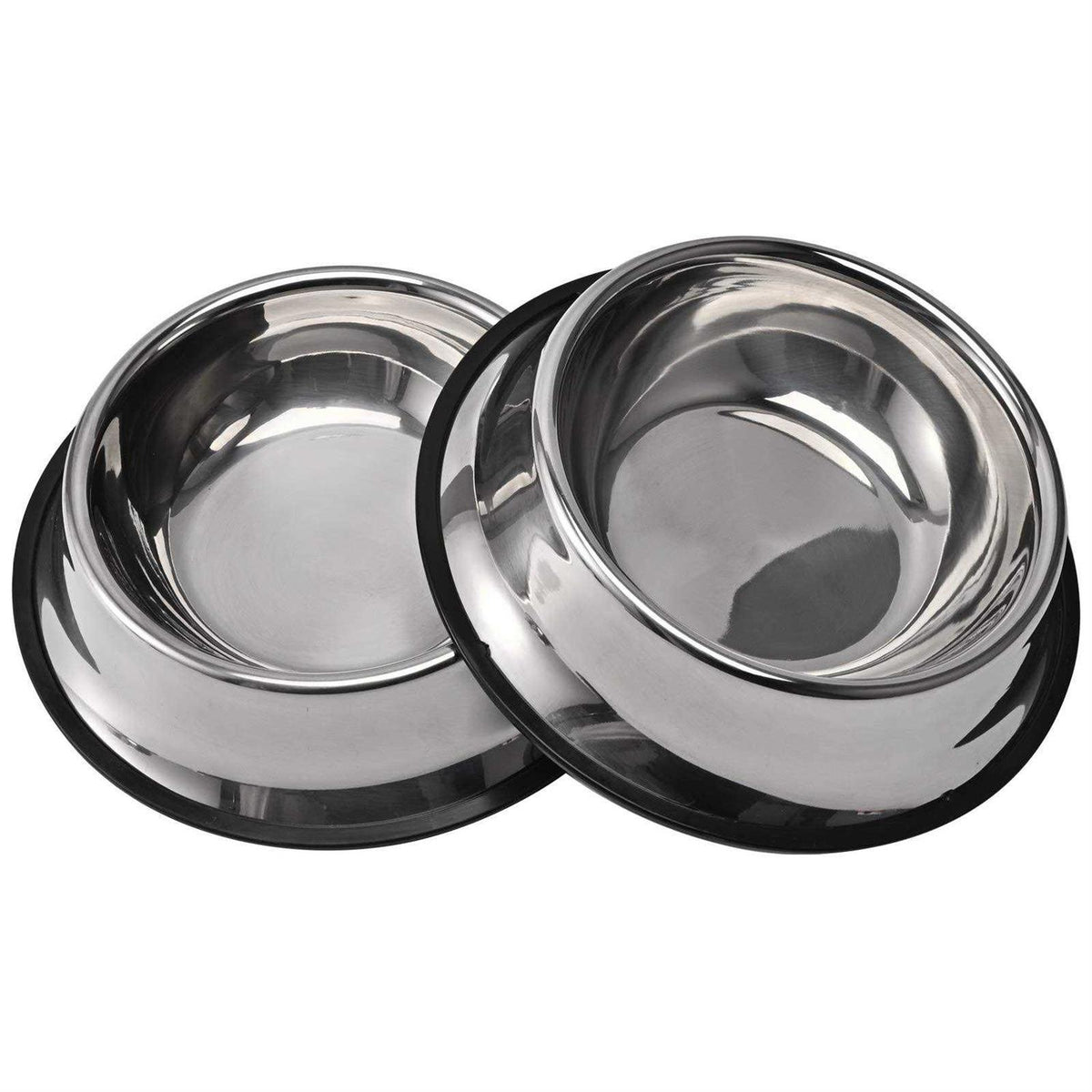 2 Packs Stainless Steel Dog Bowl with Anti-Skid Rubber Base J57650