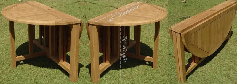 Grade-A Teak 4 Pc Dining Set with 48" Round Butterfly Table and 3 Stacking Arm Chairs S726590