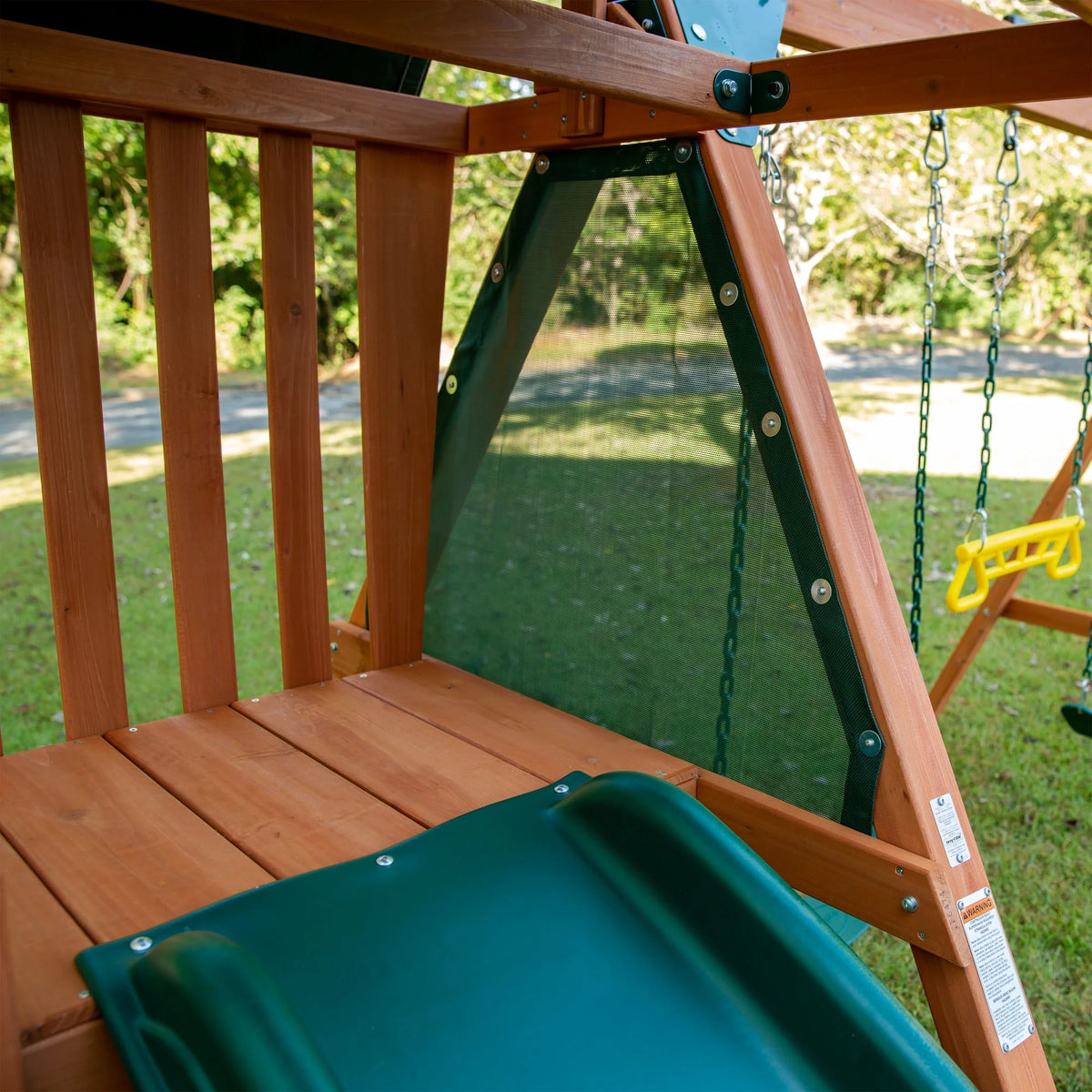 Basic Swing Set with Two Swings, Trapeze Swing, and Slide J1786