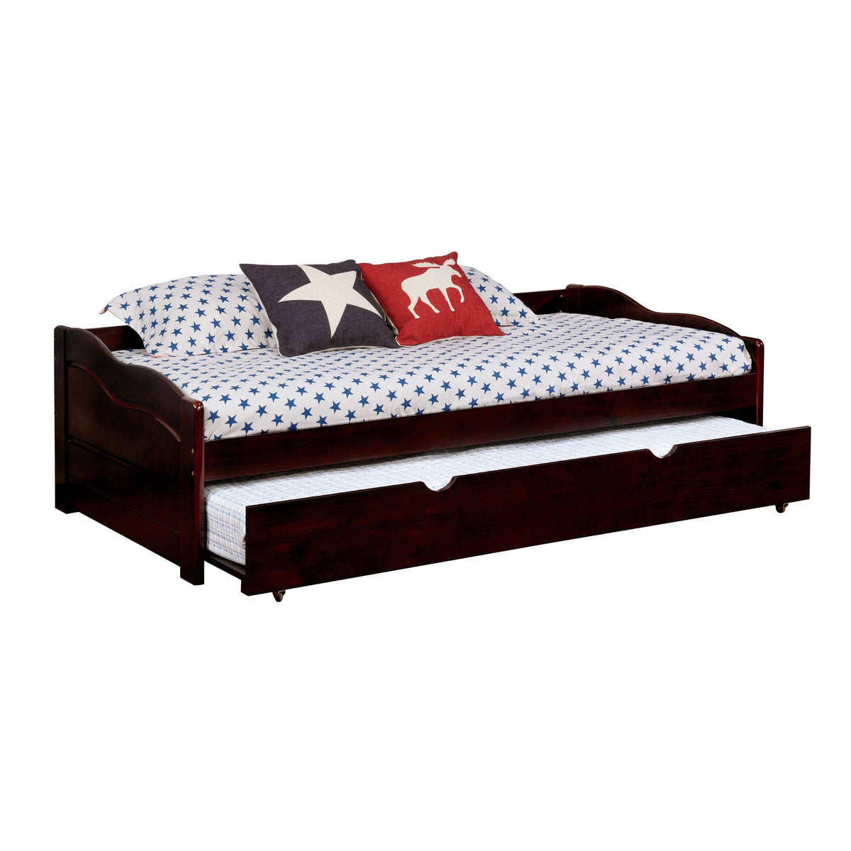 Brown Twin Wooden Daybed with Trundle O4041