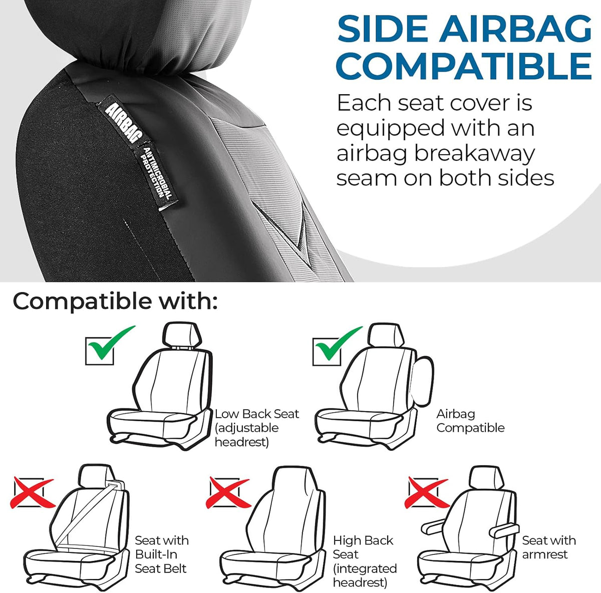 Soft Faux Leather Car Seat Cover, Universal Fit, Black A633722
