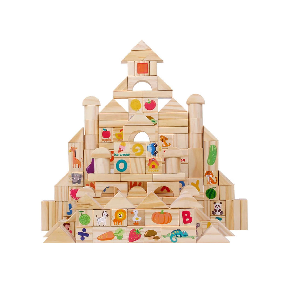 Montessori Wooden Blocks 110 Pieces Set W94159