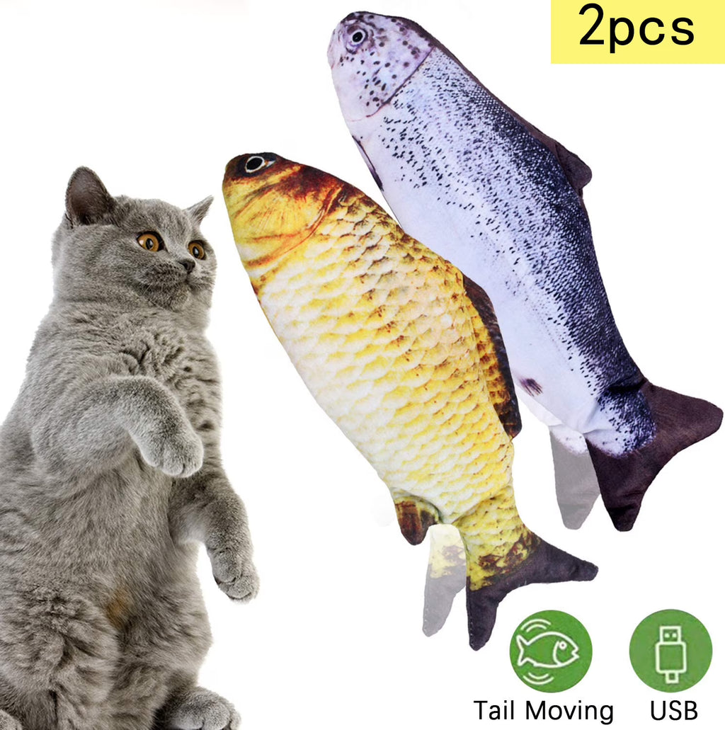 Electric Moving Wagging Fish Cat Toy F7545