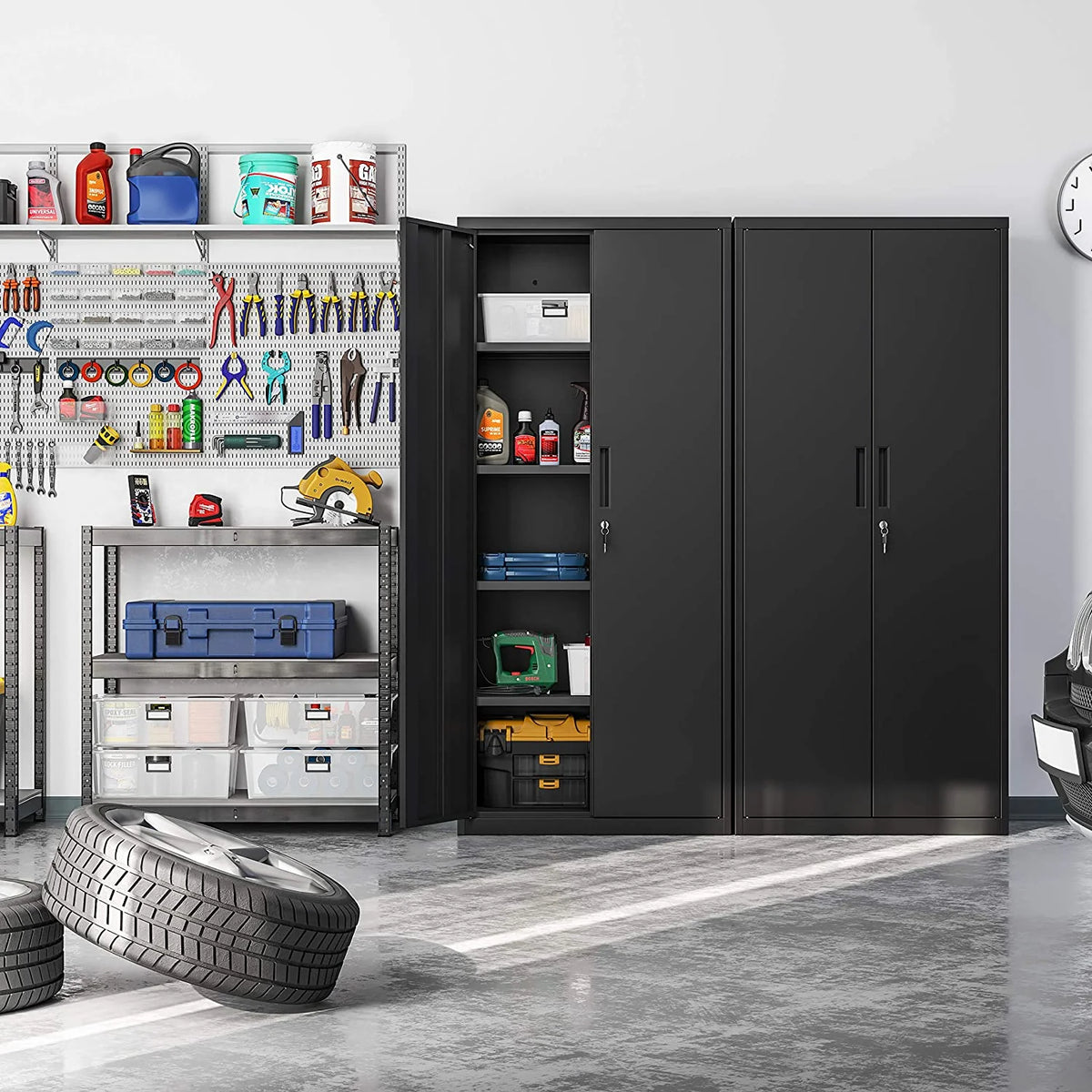 Metal Storage Cabinet with Doors and Shelves I559