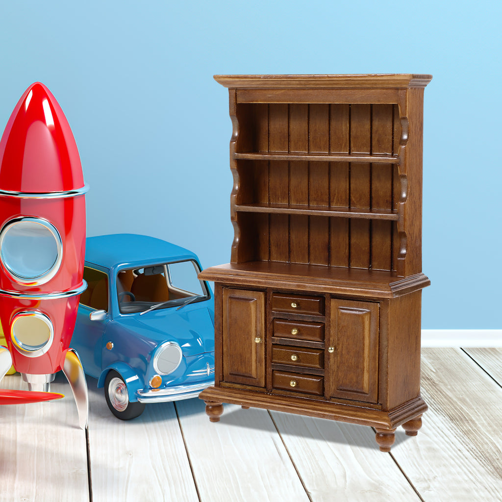 Walnut Color Miniature Bookcase Dollhouse Furniture C14941
