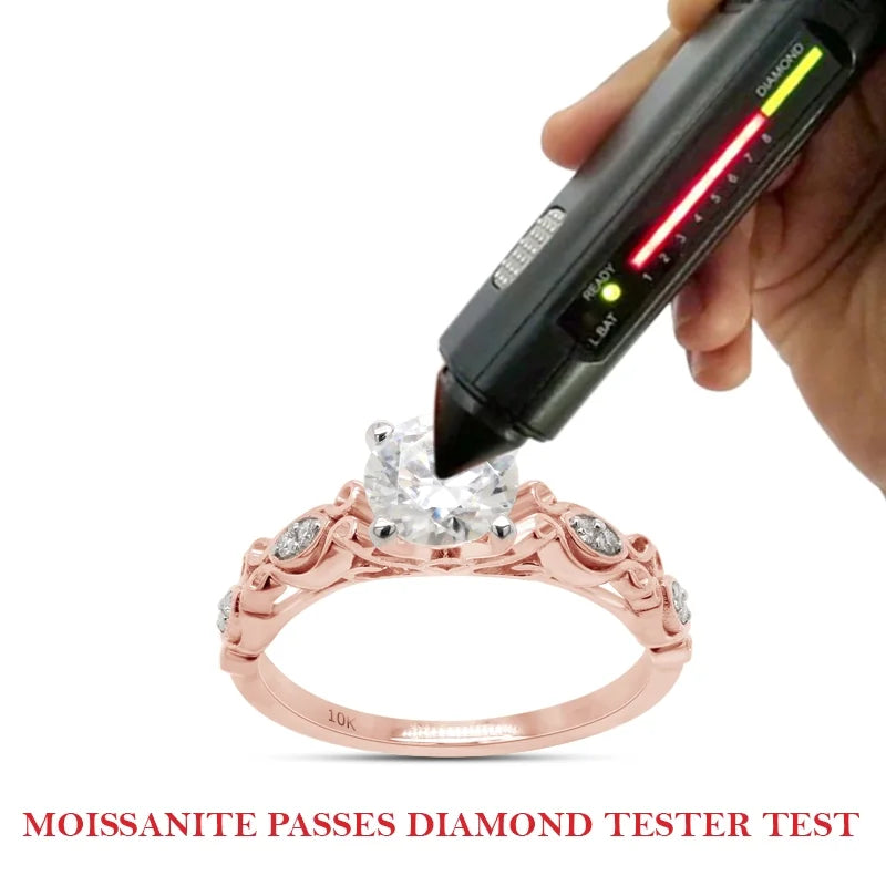 10K Solid Rose Gold Moissanite Solitaire Filigree Engagement Ring P3496