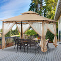 11'x11' Khaki Patio Gazebo with Mosquito Netting V658842