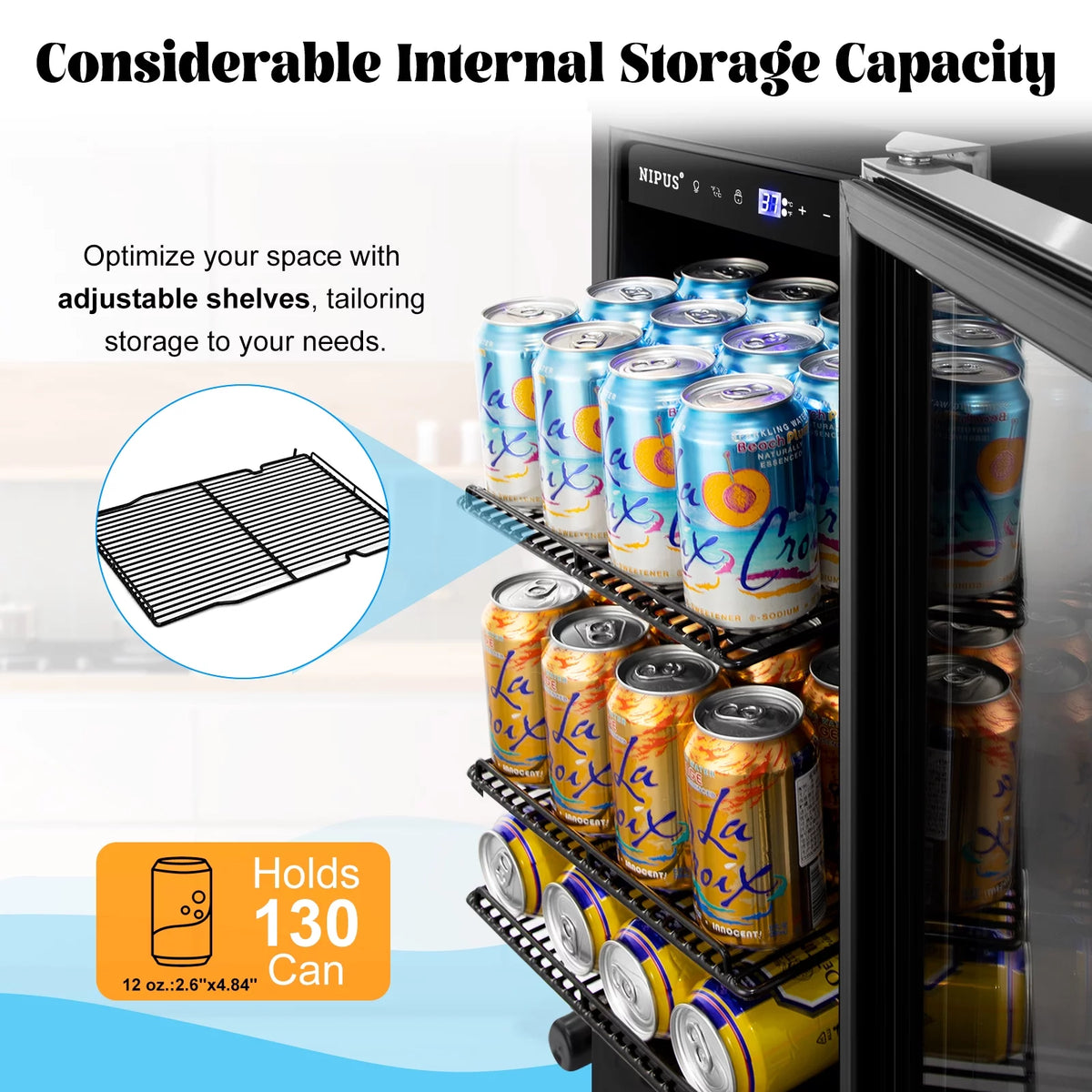 15 inch 130 Can Beverage Refrigerator with French Door B5930