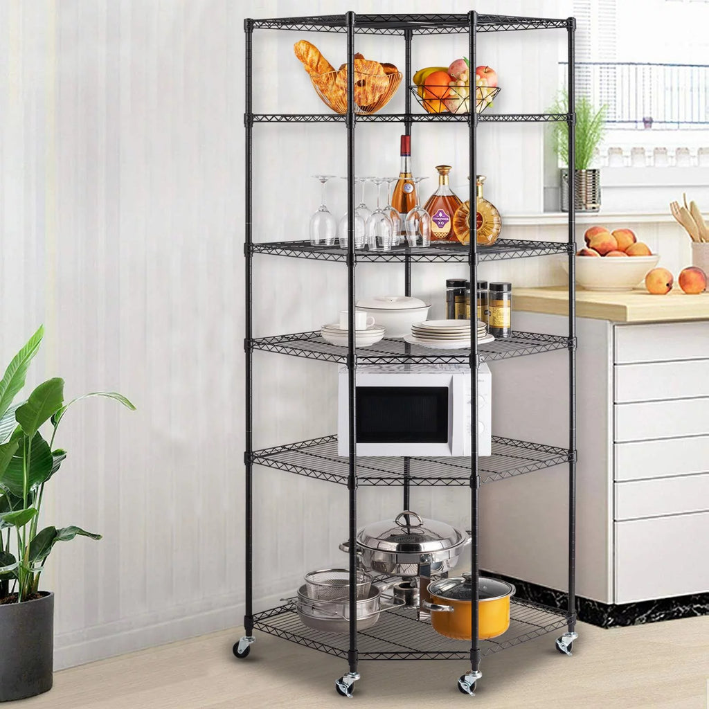 6-Tier Black Wire Shelving Rack R8671