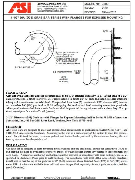 Grab Bars for Restrooms H34729